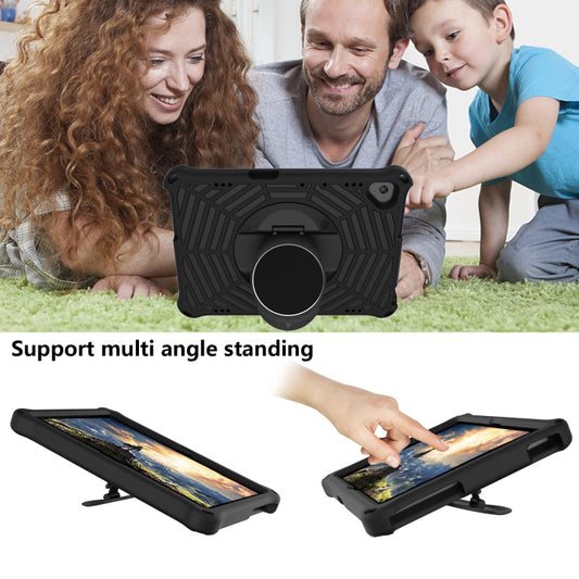 Adjustable padded shoulder strap detail on protective tablet carrying case