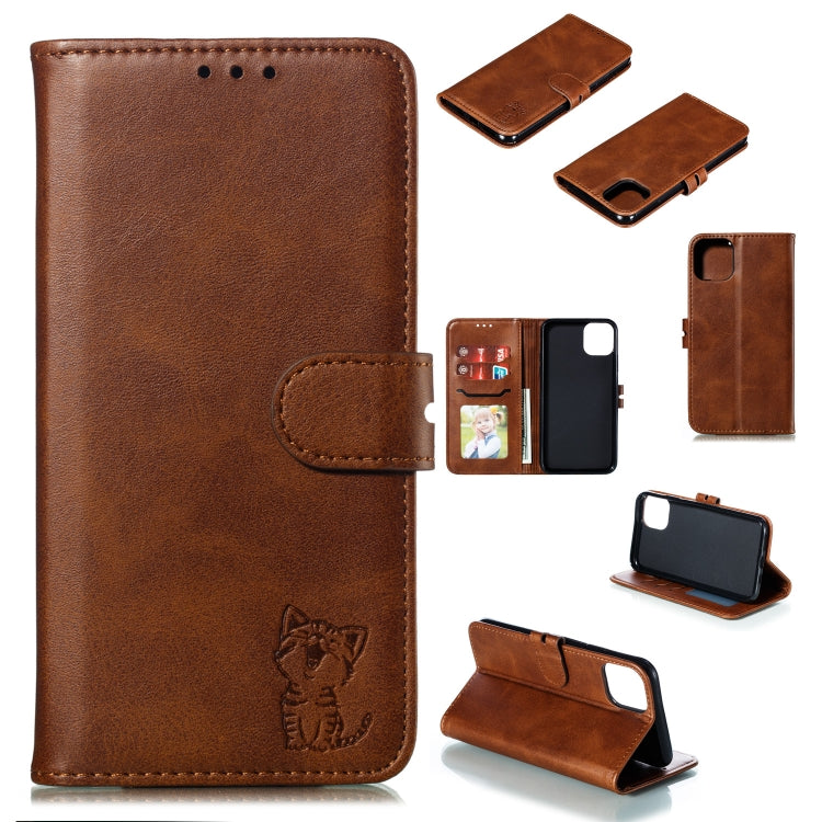Embossed Happy Cat Pattern Horizontal Flip Leather Case with Holder & Card Slots & Wallet, For iPhone 13 mini, For iPhone 13, For iPhone 13 Pro, For iPhone 13 Pro Max