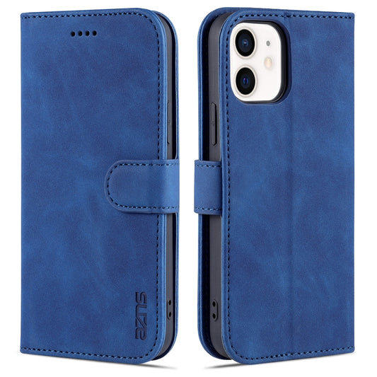 AZNS leather case iPhone 12 mini with calf texture and card slots front display