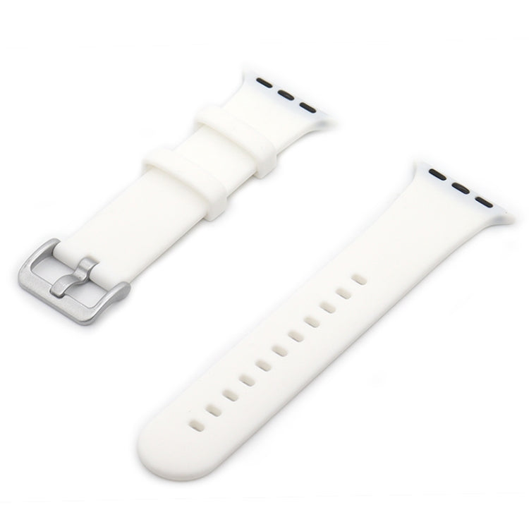 Silver Buckle Silicone Replacement Strap Watchband, For Apple Watch Series 7  41mm / & 6 & SE & 5 & 4 40mm