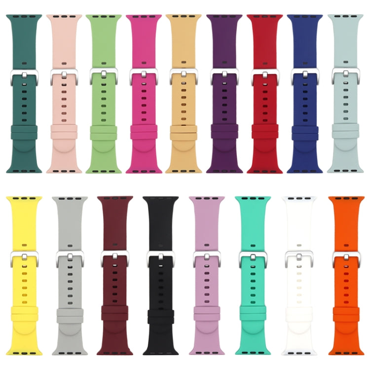 Silver Buckle Silicone Replacement Strap Watchband, For Apple Watch Series 7  41mm / & 6 & SE & 5 & 4 40mm