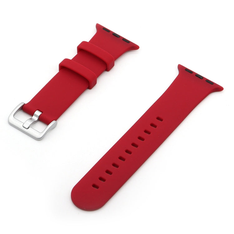 Silver Buckle Silicone Replacement Strap Watchband, For Apple Watch Series 7  41mm / & 6 & SE & 5 & 4 40mm