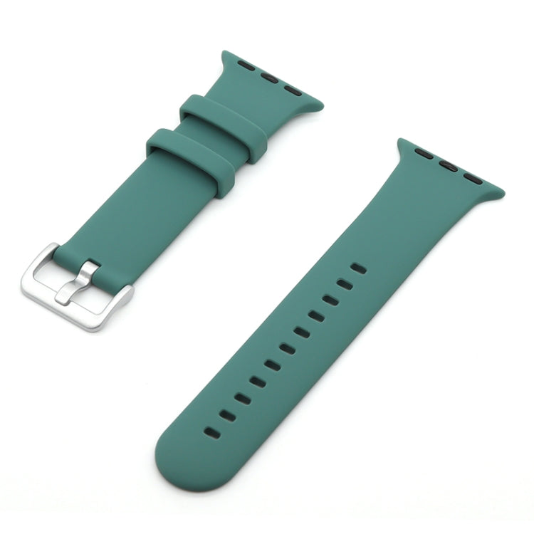 Silver Buckle Silicone Replacement Strap Watchband, For Apple Watch Series 7  41mm / & 6 & SE & 5 & 4 40mm