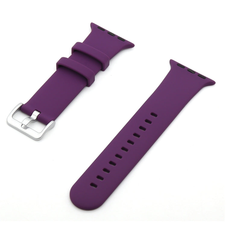 Silver Buckle Silicone Replacement Strap Watchband, For Apple Watch Series 7  41mm / & 6 & SE & 5 & 4 40mm