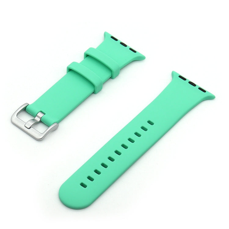 Silver Buckle Silicone Replacement Strap Watchband, For Apple Watch Series  7  45mm / & 6 & SE & 5 & 4 44mm