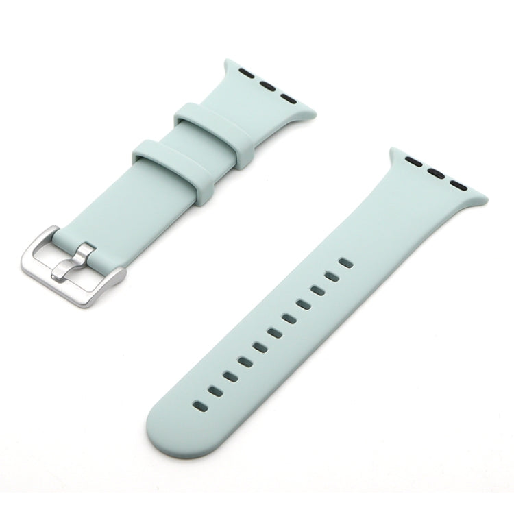 Silver Buckle Silicone Replacement Strap Watchband, For Apple Watch Series  7  45mm / & 6 & SE & 5 & 4 44mm