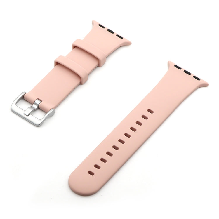 Silver Buckle Silicone Replacement Strap Watchband, For Apple Watch Series  7  45mm / & 6 & SE & 5 & 4 44mm