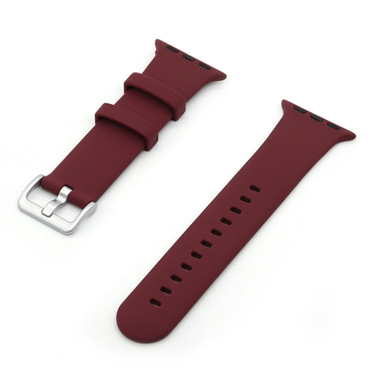 Silver Buckle Silicone Replacement Strap Watchband, For Apple Watch Series  7  45mm / & 6 & SE & 5 & 4 44mm