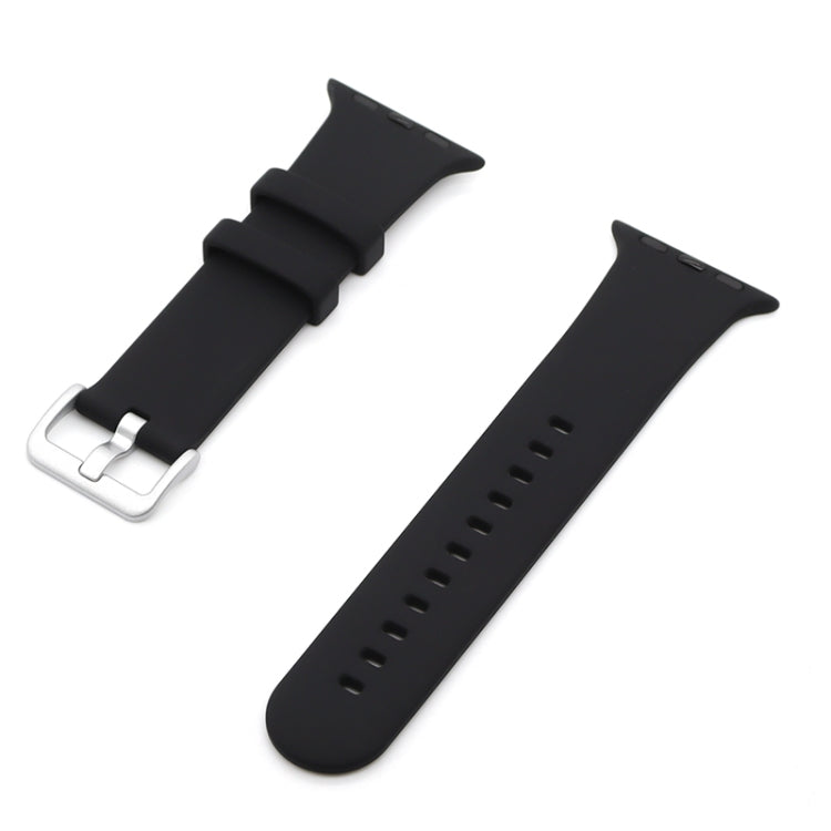 Silver Buckle Silicone Replacement Strap Watchband, For Apple Watch Series  7  45mm / & 6 & SE & 5 & 4 44mm
