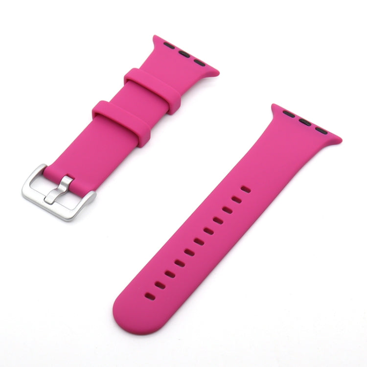 Silver Buckle Silicone Replacement Strap Watchband, For Apple Watch Series  7  45mm / & 6 & SE & 5 & 4 44mm