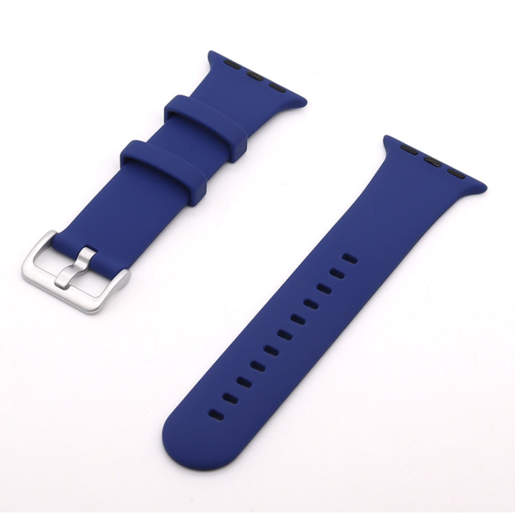 Silver Buckle Silicone Replacement Strap Watchband, For Apple Watch Series  7  45mm / & 6 & SE & 5 & 4 44mm