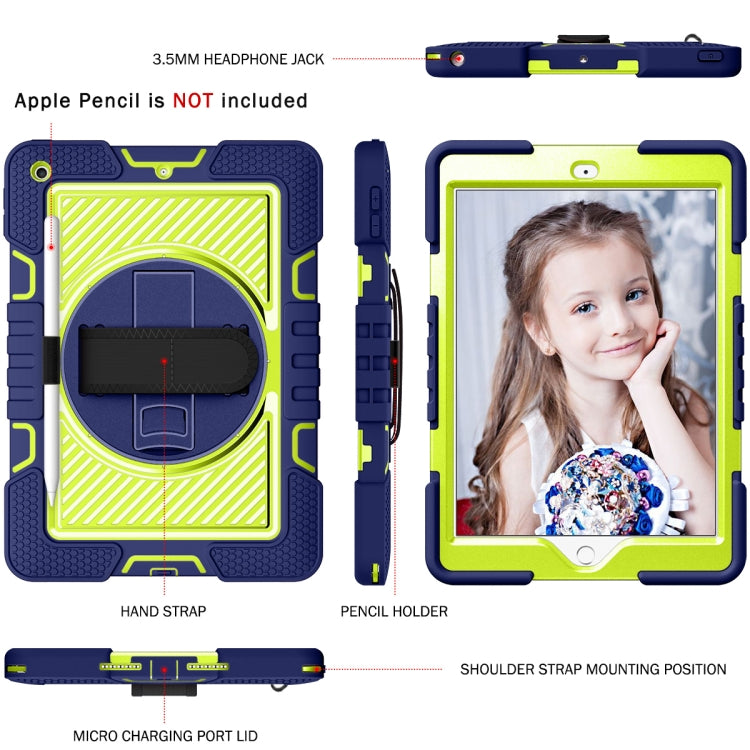 360 Degree Rotation Contrast Color Shockproof Silicone + PC Case with Holder & Hand Grip Strap & Shoulder Strap, For iPad 9.7 2018 / 2017, For iPad 10.9 / Pro 11 2020 / 2021 / 2018, For Samsung Galaxy Tab A7 Lite T220 / T225