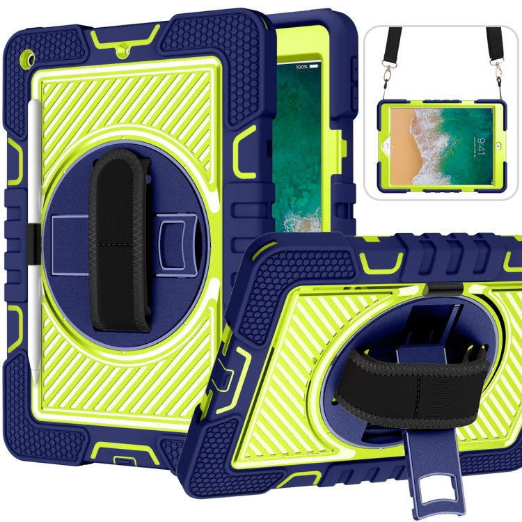 360 Degree Rotation Contrast Color Shockproof Silicone + PC Case with Holder & Hand Grip Strap & Shoulder Strap, For iPad 9.7 2018 / 2017, For iPad 10.9 / Pro 11 2020 / 2021 / 2018, For Samsung Galaxy Tab A7 Lite T220 / T225