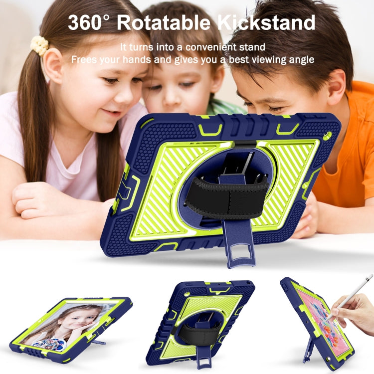 360 Degree Rotation Contrast Color Shockproof Silicone + PC Case with Holder & Hand Grip Strap & Shoulder Strap, For iPad 9.7 2018 / 2017, For iPad 10.9 / Pro 11 2020 / 2021 / 2018, For Samsung Galaxy Tab A7 Lite T220 / T225
