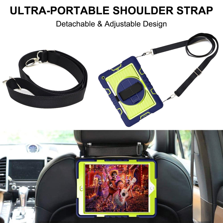 360 Degree Rotation Contrast Color Shockproof Silicone + PC Case with Holder & Hand Grip Strap & Shoulder Strap, For iPad 9.7 2018 / 2017, For iPad 10.9 / Pro 11 2020 / 2021 / 2018, For Samsung Galaxy Tab A7 Lite T220 / T225