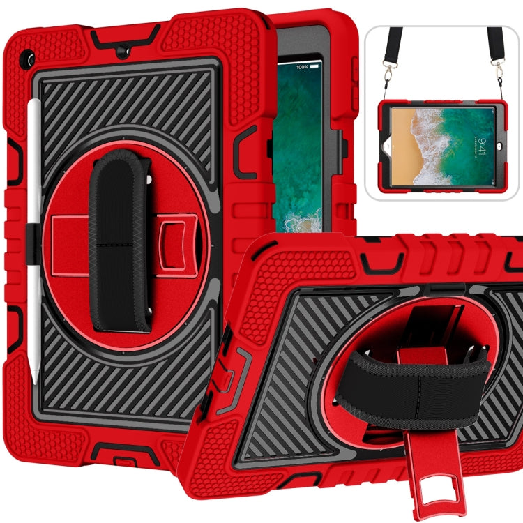 360 Degree Rotation Contrast Color Shockproof Silicone + PC Case with Holder & Hand Grip Strap & Shoulder Strap, For iPad 9.7 2018 / 2017, For iPad 10.9 / Pro 11 2020 / 2021 / 2018, For Samsung Galaxy Tab A7 Lite T220 / T225