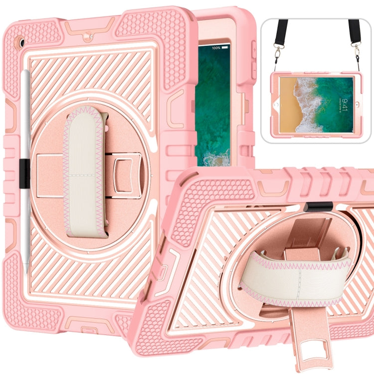 360 Degree Rotation Contrast Color Shockproof Silicone + PC Case with Holder & Hand Grip Strap & Shoulder Strap, For iPad 9.7 2018 / 2017, For iPad 10.9 / Pro 11 2020 / 2021 / 2018, For Samsung Galaxy Tab A7 Lite T220 / T225