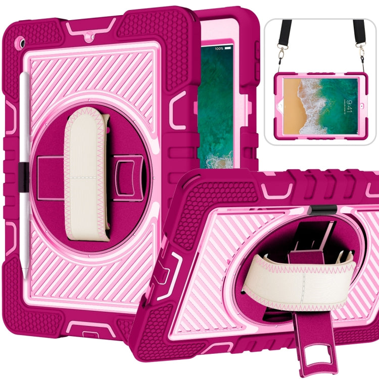 360 Degree Rotation Contrast Color Shockproof Silicone + PC Case with Holder & Hand Grip Strap & Shoulder Strap, For iPad 9.7 2018 / 2017, For iPad 10.9 / Pro 11 2020 / 2021 / 2018, For Samsung Galaxy Tab A7 Lite T220 / T225