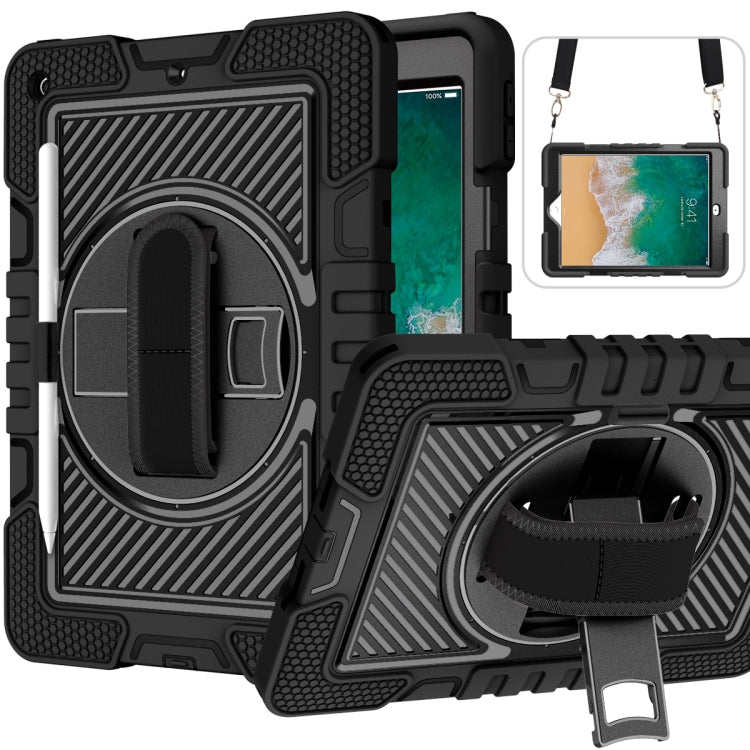 360 Degree Rotation Contrast Color Shockproof Silicone + PC Case with Holder & Hand Grip Strap & Shoulder Strap, For iPad 9.7 2018 / 2017, For iPad 10.9 / Pro 11 2020 / 2021 / 2018, For Samsung Galaxy Tab A7 Lite T220 / T225