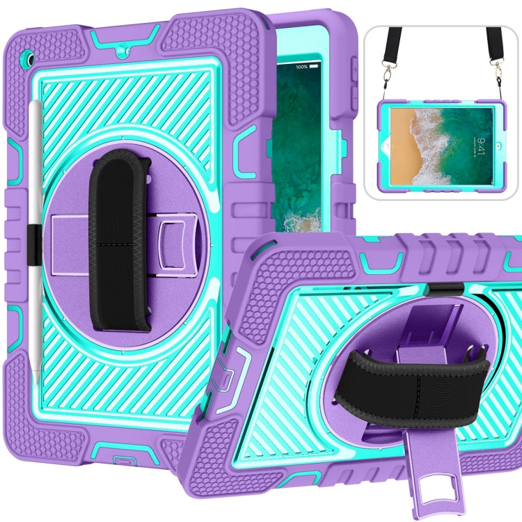 360 Degree Rotation Contrast Color Shockproof Silicone + PC Case with Holder & Hand Grip Strap & Shoulder Strap, For iPad 9.7 2018 / 2017, For iPad 10.9 / Pro 11 2020 / 2021 / 2018, For Samsung Galaxy Tab A7 Lite T220 / T225