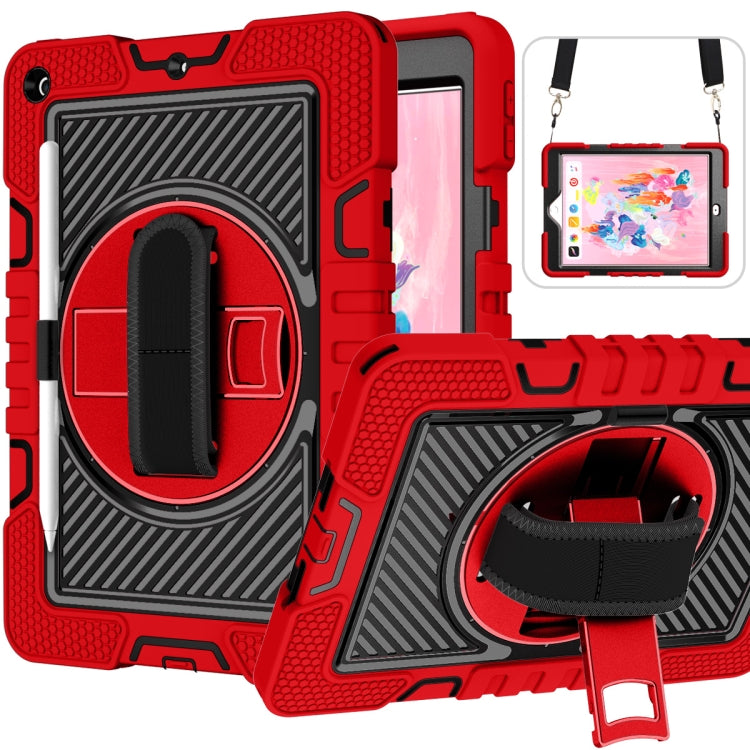 360 Degree Rotation Contrast Color Shockproof Silicone + PC Case with Holder & Hand Grip Strap & Shoulder Strap, For iPad 9.7 2018 / 2017, For iPad 10.9 / Pro 11 2020 / 2021 / 2018, For Samsung Galaxy Tab A7 Lite T220 / T225