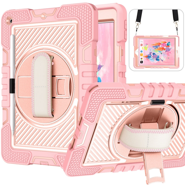 360 Degree Rotation Contrast Color Shockproof Silicone + PC Case with Holder & Hand Grip Strap & Shoulder Strap, For iPad 9.7 2018 / 2017, For iPad 10.9 / Pro 11 2020 / 2021 / 2018, For Samsung Galaxy Tab A7 Lite T220 / T225
