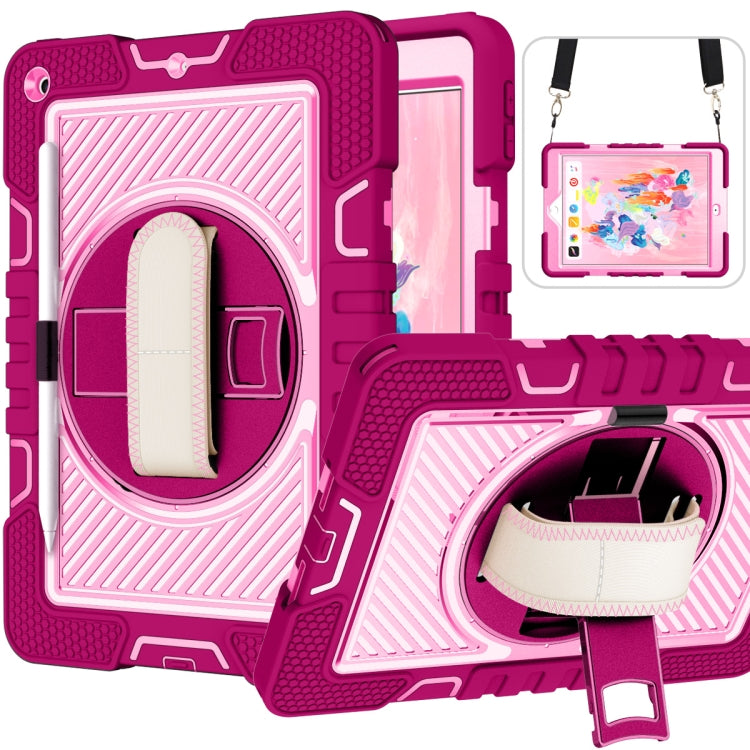 360 Degree Rotation Contrast Color Shockproof Silicone + PC Case with Holder & Hand Grip Strap & Shoulder Strap, For iPad 9.7 2018 / 2017, For iPad 10.9 / Pro 11 2020 / 2021 / 2018, For Samsung Galaxy Tab A7 Lite T220 / T225