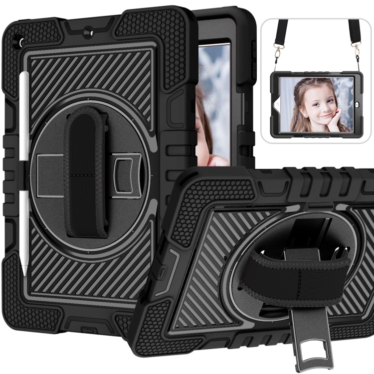 360 Degree Rotation Contrast Color Shockproof Silicone + PC Case with Holder & Hand Grip Strap & Shoulder Strap, For iPad 9.7 2018 / 2017, For iPad 10.9 / Pro 11 2020 / 2021 / 2018, For Samsung Galaxy Tab A7 Lite T220 / T225