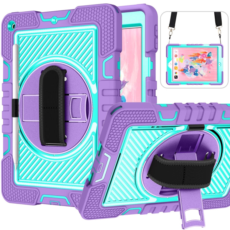 360 Degree Rotation Contrast Color Shockproof Silicone + PC Case with Holder & Hand Grip Strap & Shoulder Strap, For iPad 9.7 2018 / 2017, For iPad 10.9 / Pro 11 2020 / 2021 / 2018, For Samsung Galaxy Tab A7 Lite T220 / T225