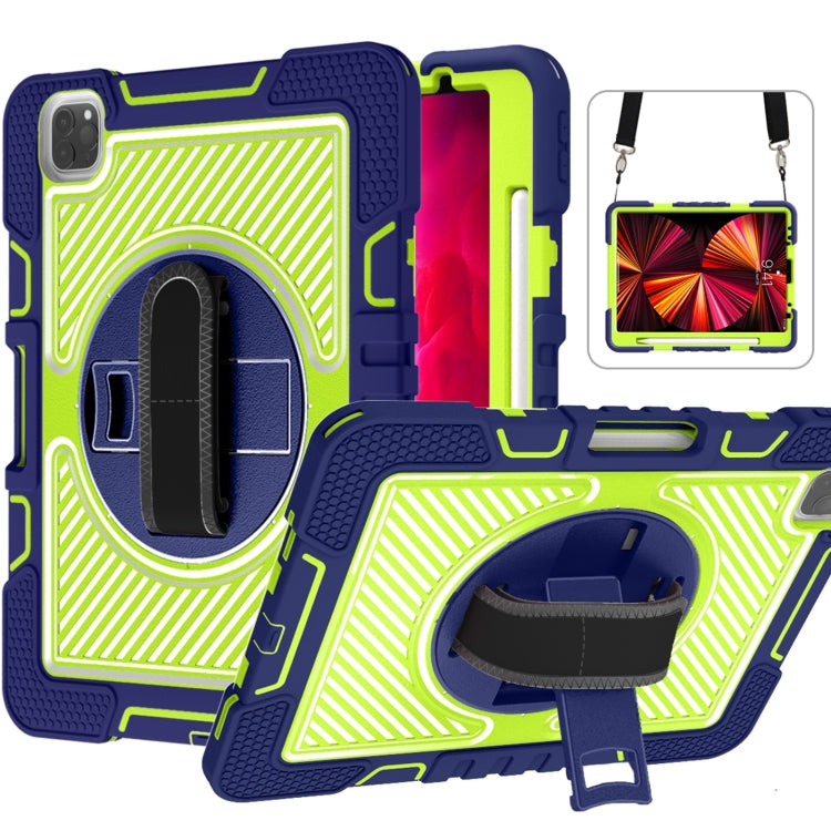 360 Degree Rotation Contrast Color Shockproof Silicone + PC Case with Holder & Hand Grip Strap & Shoulder Strap, For iPad 9.7 2018 / 2017, For iPad 10.9 / Pro 11 2020 / 2021 / 2018, For Samsung Galaxy Tab A7 Lite T220 / T225