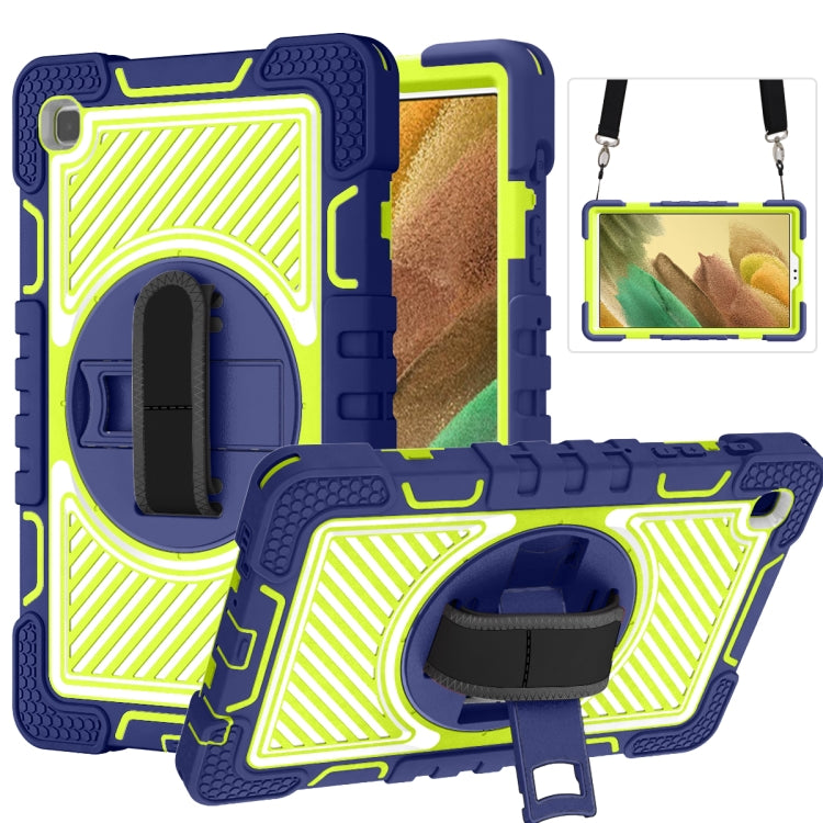360 Degree Rotation Contrast Color Shockproof Silicone + PC Case with Holder & Hand Grip Strap & Shoulder Strap, For iPad 9.7 2018 / 2017, For iPad 10.9 / Pro 11 2020 / 2021 / 2018, For Samsung Galaxy Tab A7 Lite T220 / T225