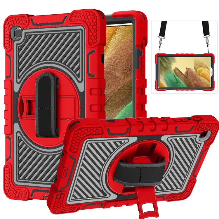 360 Degree Rotation Contrast Color Shockproof Silicone + PC Case with Holder & Hand Grip Strap & Shoulder Strap, For iPad 9.7 2018 / 2017, For iPad 10.9 / Pro 11 2020 / 2021 / 2018, For Samsung Galaxy Tab A7 Lite T220 / T225
