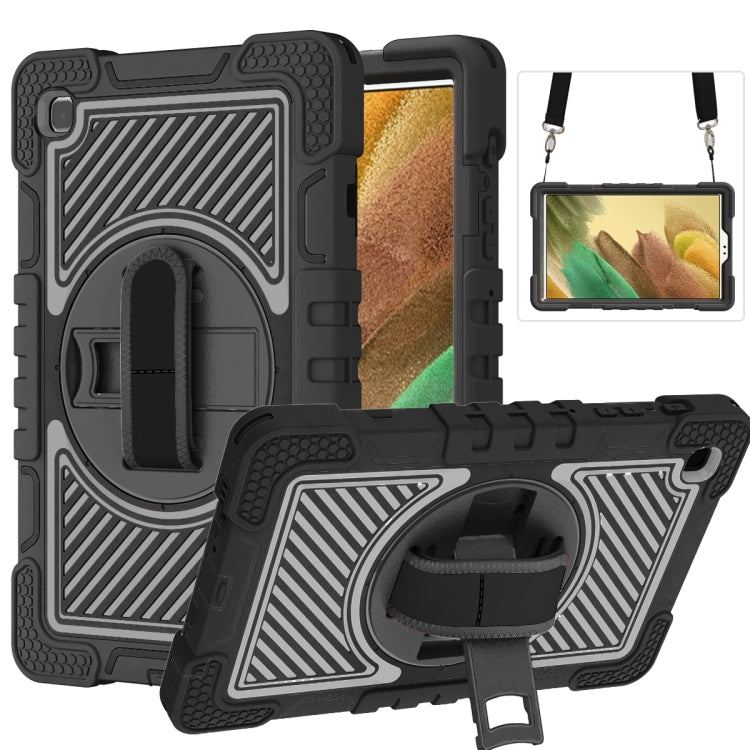360 Degree Rotation Contrast Color Shockproof Silicone + PC Case with Holder & Hand Grip Strap & Shoulder Strap, For iPad 9.7 2018 / 2017, For iPad 10.9 / Pro 11 2020 / 2021 / 2018, For Samsung Galaxy Tab A7 Lite T220 / T225
