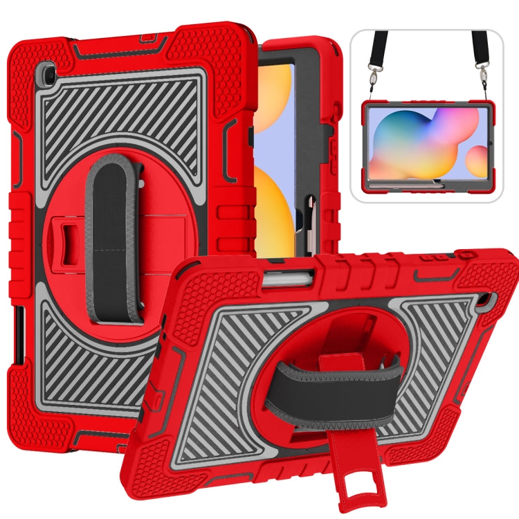 360 Degree Rotation Contrast Color Shockproof Silicone + PC Case with Holder & Hand Grip Strap & Shoulder Strap, For iPad 9.7 2018 / 2017, For iPad 10.9 / Pro 11 2020 / 2021 / 2018, For Samsung Galaxy Tab A7 Lite T220 / T225                            ...