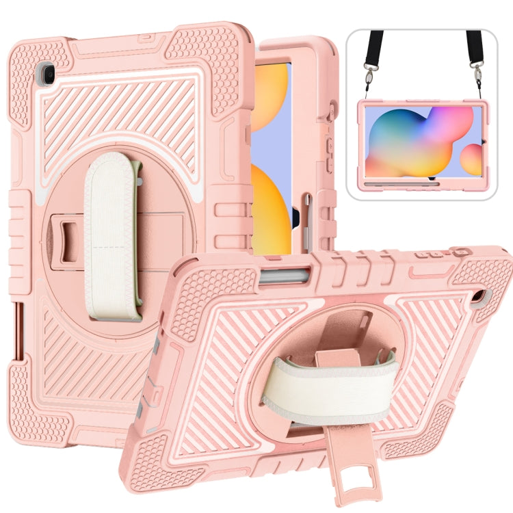 360 Degree Rotation Contrast Color Shockproof Silicone + PC Case with Holder & Hand Grip Strap & Shoulder Strap, For iPad 9.7 2018 / 2017, For iPad 10.9 / Pro 11 2020 / 2021 / 2018, For Samsung Galaxy Tab A7 Lite T220 / T225                            ...