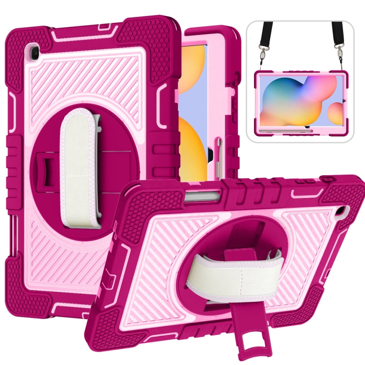360 Degree Rotation Contrast Color Shockproof Silicone + PC Case with Holder & Hand Grip Strap & Shoulder Strap, For iPad 9.7 2018 / 2017, For iPad 10.9 / Pro 11 2020 / 2021 / 2018, For Samsung Galaxy Tab A7 Lite T220 / T225                            ...