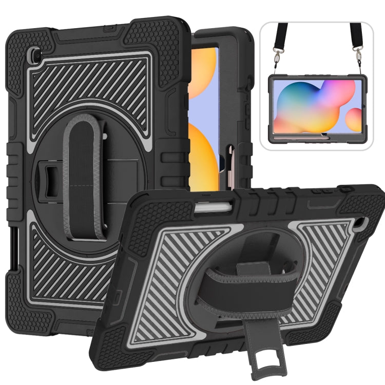 360 Degree Rotation Contrast Color Shockproof Silicone + PC Case with Holder & Hand Grip Strap & Shoulder Strap, For iPad 9.7 2018 / 2017, For iPad 10.9 / Pro 11 2020 / 2021 / 2018, For Samsung Galaxy Tab A7 Lite T220 / T225                            ...