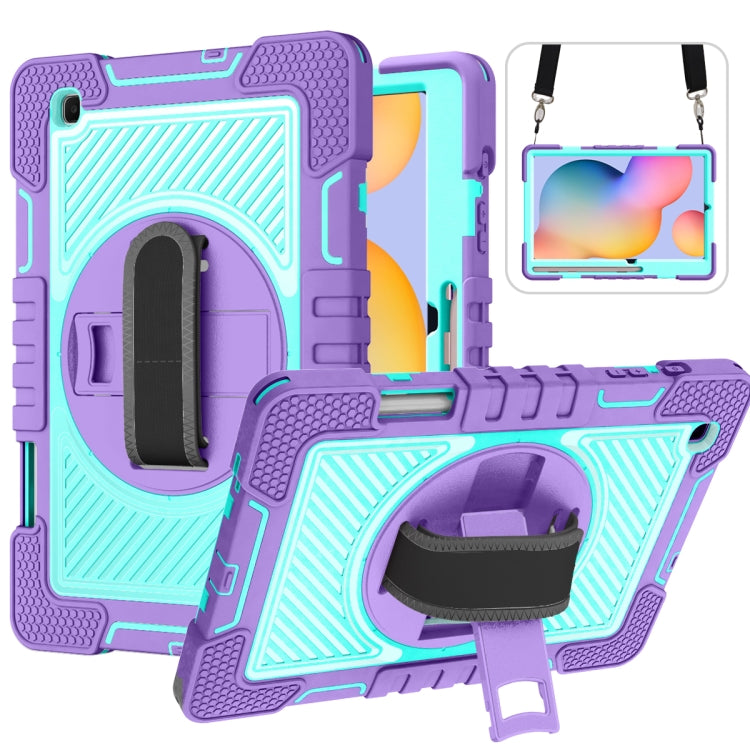 360 Degree Rotation Contrast Color Shockproof Silicone + PC Case with Holder & Hand Grip Strap & Shoulder Strap, For iPad 9.7 2018 / 2017, For iPad 10.9 / Pro 11 2020 / 2021 / 2018, For Samsung Galaxy Tab A7 Lite T220 / T225                            ...