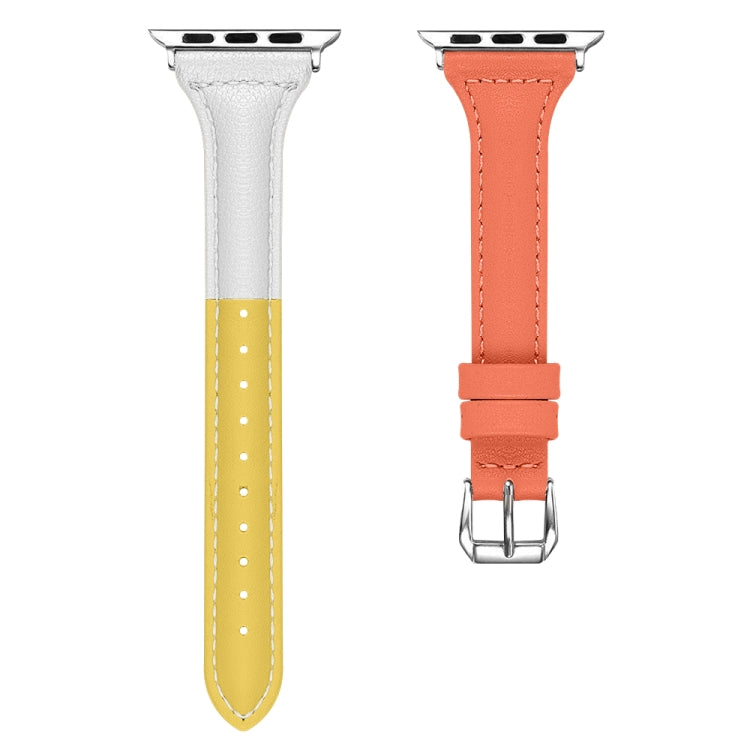 Three-color T-shape Leather Watch Band For Apple Watch Series 8&7 41mm / SE 2&6&SE&5&4 40mm / 3&2&1 38mm, For Apple Watch Series 8&7 41mm / SE 2&6&SE&5&4 40mm / 3&2&1 38mm