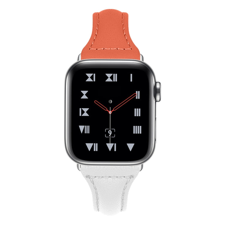 Three-color T-shape Leather Watch Band For Apple Watch Series 8&7 41mm / SE 2&6&SE&5&4 40mm / 3&2&1 38mm, For Apple Watch Series 8&7 41mm / SE 2&6&SE&5&4 40mm / 3&2&1 38mm