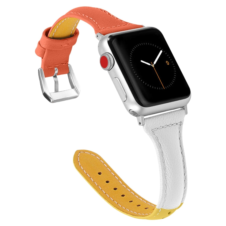 Three-color T-shape Leather Watch Band For Apple Watch Series 8&7 41mm / SE 2&6&SE&5&4 40mm / 3&2&1 38mm, For Apple Watch Series 8&7 41mm / SE 2&6&SE&5&4 40mm / 3&2&1 38mm