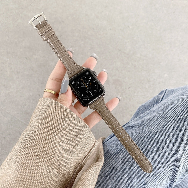 Crocodile Texture Leather Replacement Strap Watchband, For Apple Watch Series 7  41mm / & 6 & SE & 5 & 4 40mm, For Apple Watch Series  7  45mm / & 6 & SE & 5 & 4 44mm