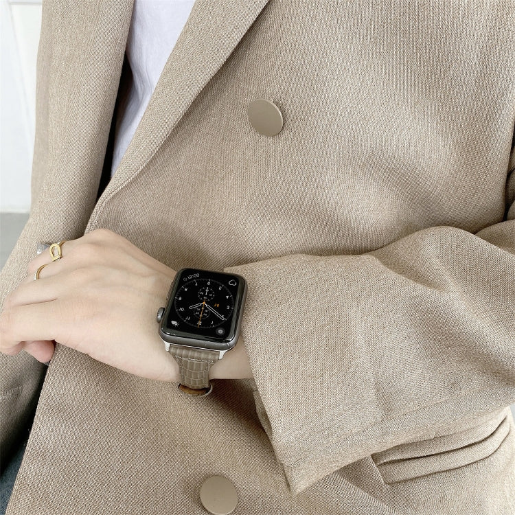 Crocodile Texture Leather Replacement Strap Watchband, For Apple Watch Series 7  41mm / & 6 & SE & 5 & 4 40mm, For Apple Watch Series  7  45mm / & 6 & SE & 5 & 4 44mm