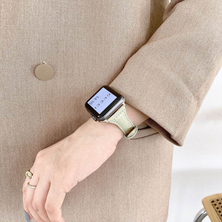 Crocodile Texture Leather Replacement Strap Watchband, For Apple Watch Series 7  41mm / & 6 & SE & 5 & 4 40mm, For Apple Watch Series  7  45mm / & 6 & SE & 5 & 4 44mm