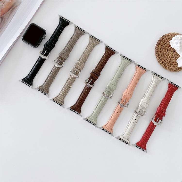 Crocodile Texture Leather Replacement Strap Watchband, For Apple Watch Series 7  41mm / & 6 & SE & 5 & 4 40mm, For Apple Watch Series  7  45mm / & 6 & SE & 5 & 4 44mm
