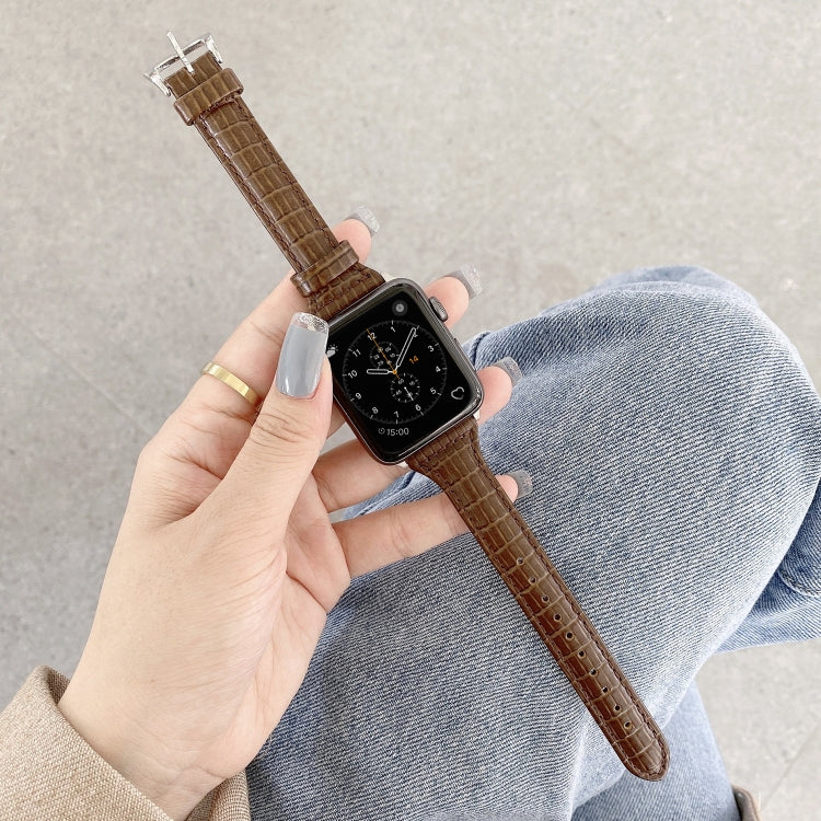 Crocodile Texture Leather Replacement Strap Watchband, For Apple Watch Series 7  41mm / & 6 & SE & 5 & 4 40mm, For Apple Watch Series  7  45mm / & 6 & SE & 5 & 4 44mm
