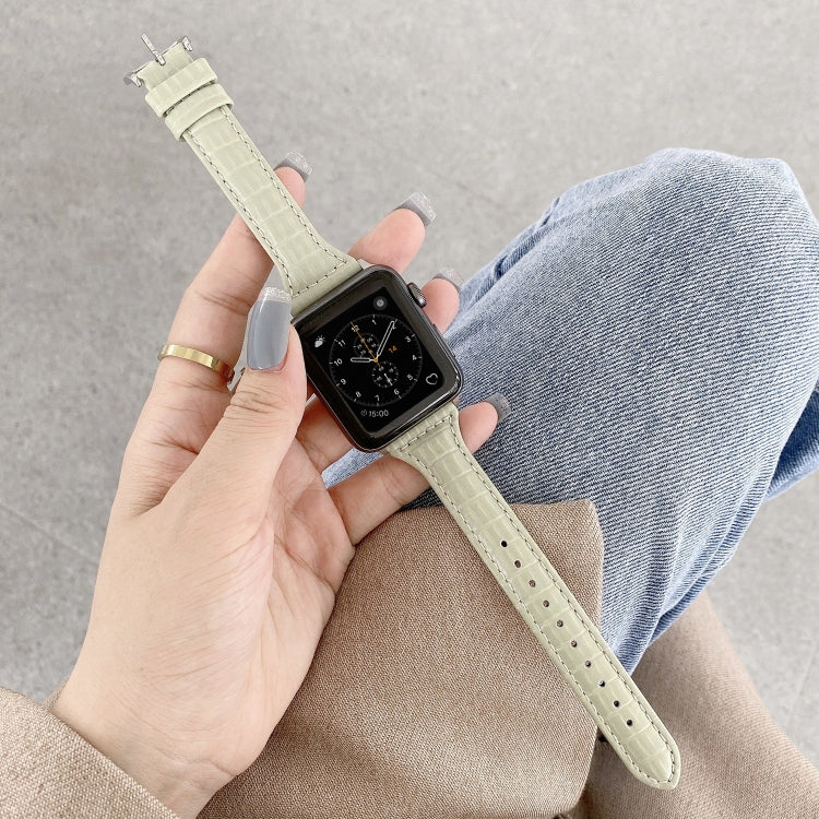 Crocodile Texture Leather Replacement Strap Watchband, For Apple Watch Series 7  41mm / & 6 & SE & 5 & 4 40mm, For Apple Watch Series  7  45mm / & 6 & SE & 5 & 4 44mm