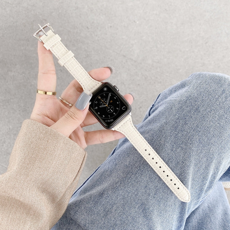 Crocodile Texture Leather Replacement Strap Watchband, For Apple Watch Series 7  41mm / & 6 & SE & 5 & 4 40mm, For Apple Watch Series  7  45mm / & 6 & SE & 5 & 4 44mm