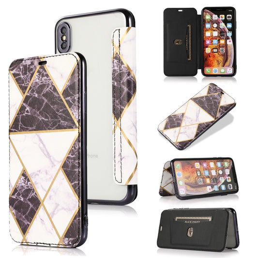 Bronzing plating leather flip case with card slot holder for iPhone XS Max XR X