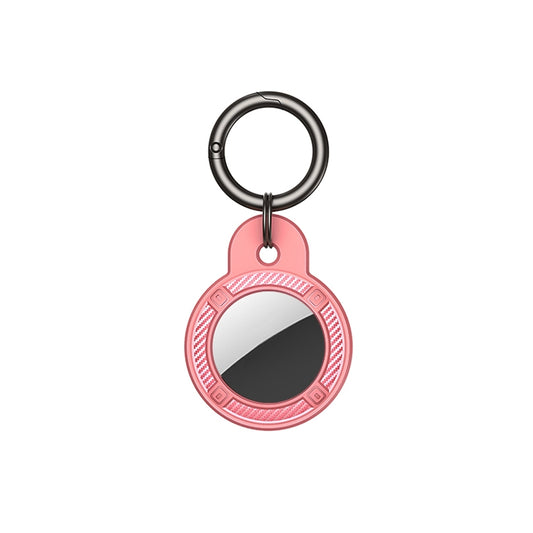Round carbon fiber AirTag case with keychain ring, protective drop-resistant design for AirTag 2nd Gen and 1st Gen